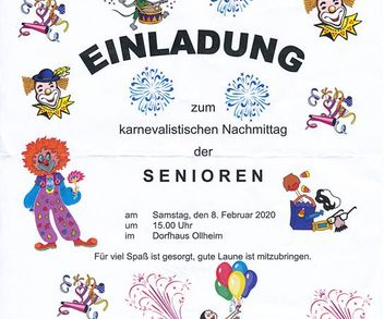 Bürgerverein, Einladung zum Karneval der Senioren (Copy)